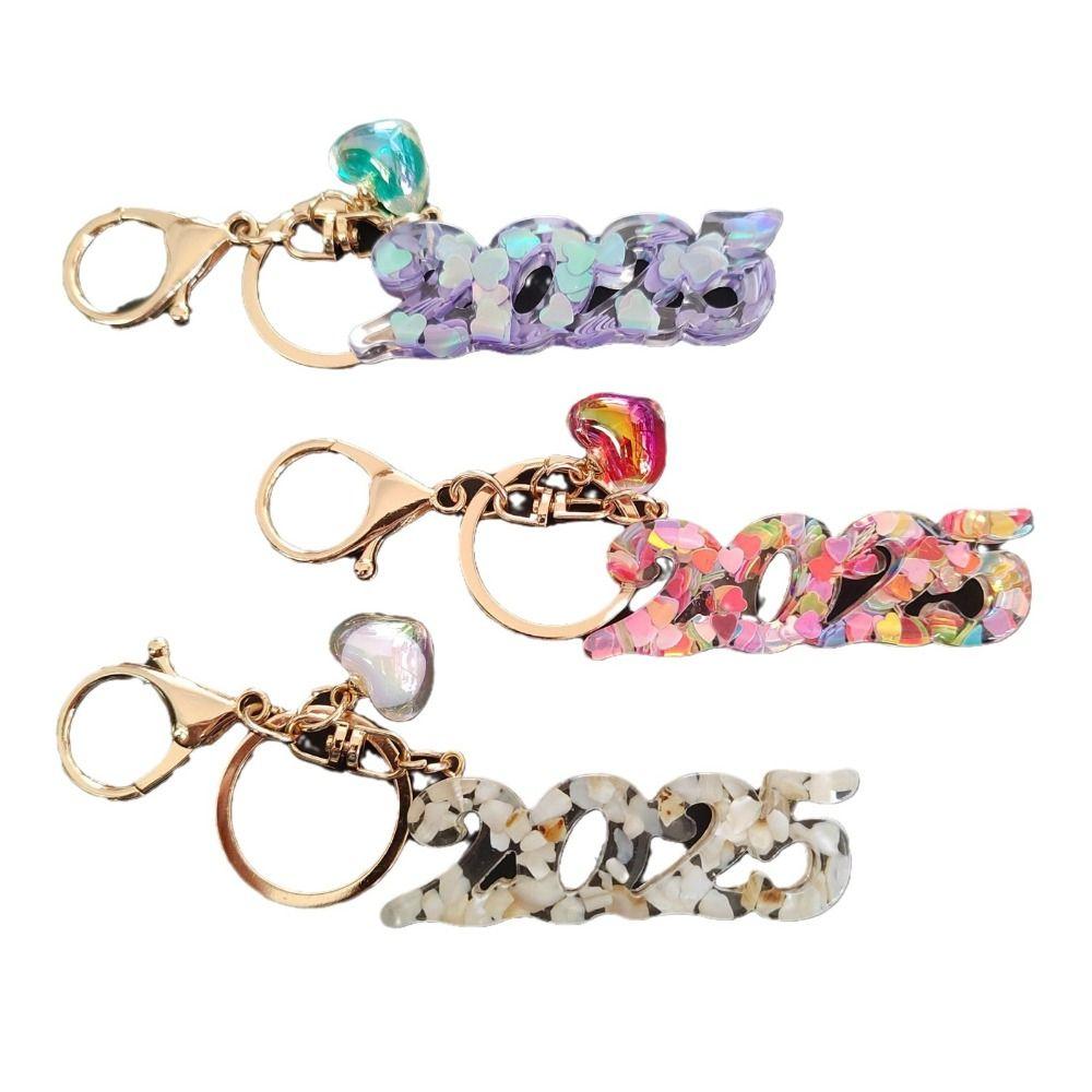 

Colorful Sequins Good Luck Pendant Loveheart New Year Keyring Fashion New Year Keychain Kids Style 4