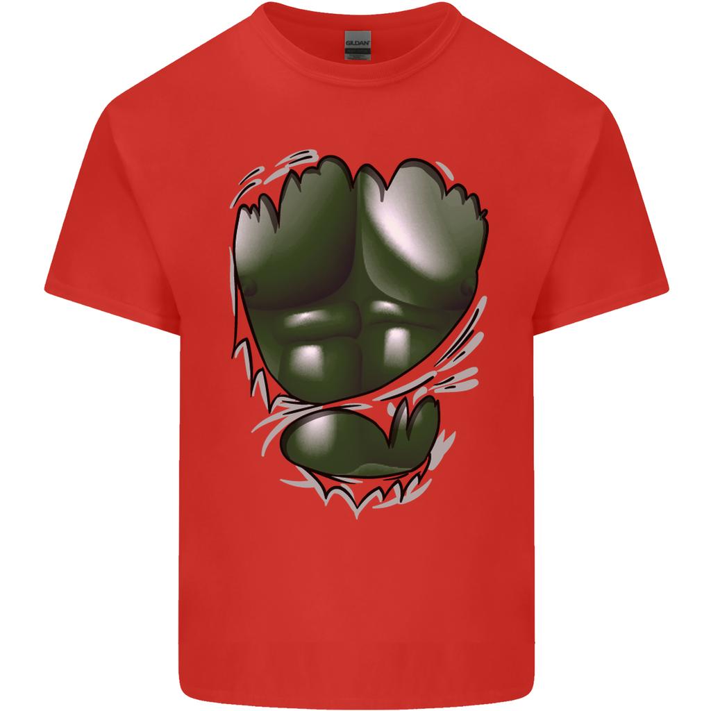 Gym Green Torso Ripped Muscles Effect Unisexs Light Cotton TShirt