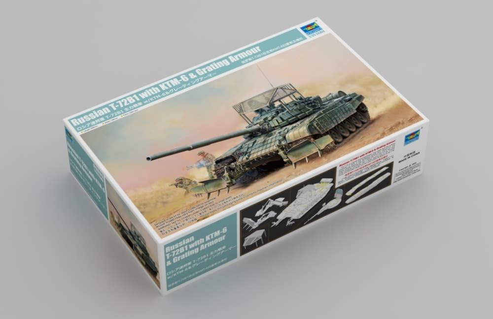 

Trumpeter 1/35 scale Russian T-72B1 Main Battle Tank with KTM-6 and Grating Armor, Plastic Model Kit 09609, Pre-painted