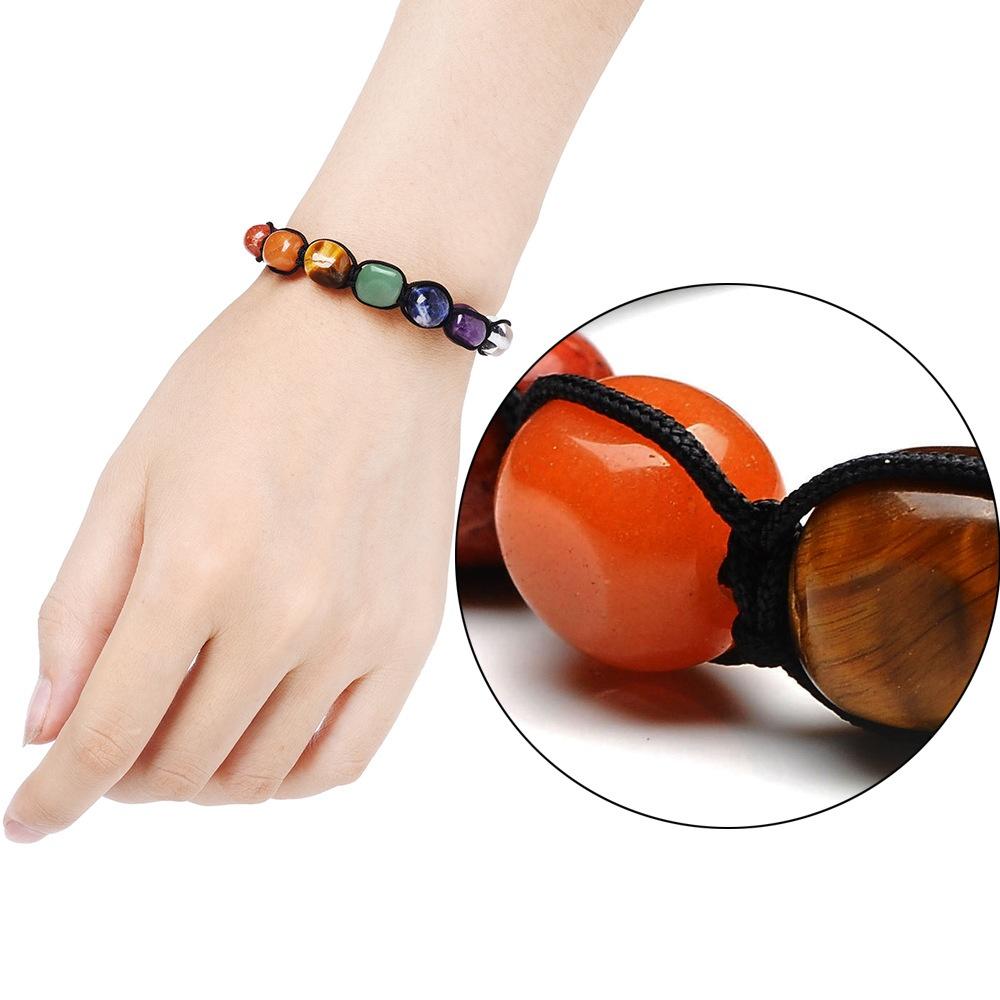 Fashion Irregular Black Hematite 7*9mm Natural Crystal Beads Chakra Healing Yoga Woven Adjustable Bracelets for Women Men Girls