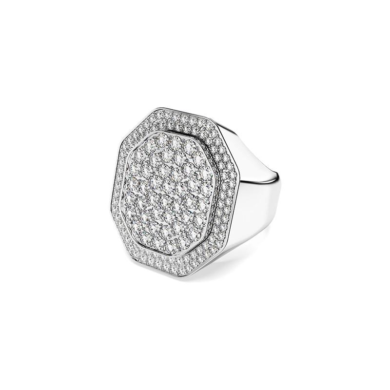 Swarovski Dextera Cocktail Statement Ring Octagon White Crystal Rhodium Plated Silver 50