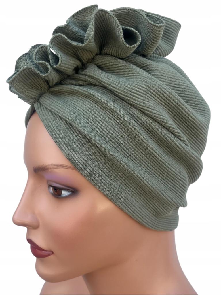 Turban Damski Luba Kiwi Z Falbanką Wygodny Z Bawełny Także Po Chemioterapii