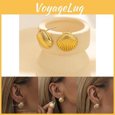 Boucles d'oreilles tendance 2023 dorées géométriques coquillage design chic en alliage plaqué