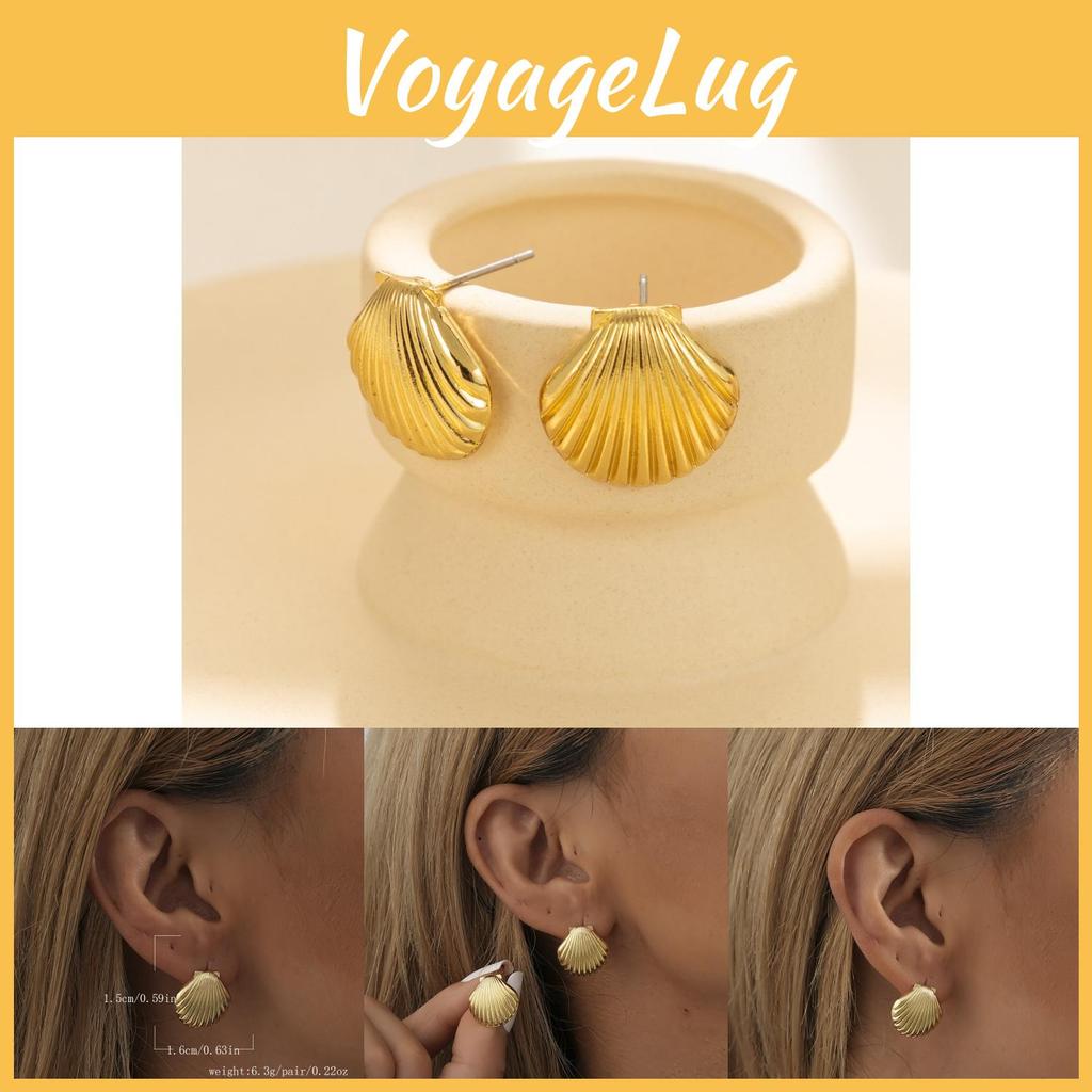 Boucles d'oreilles tendance 2023 dorées géométriques coquillage design chic en alliage plaqué