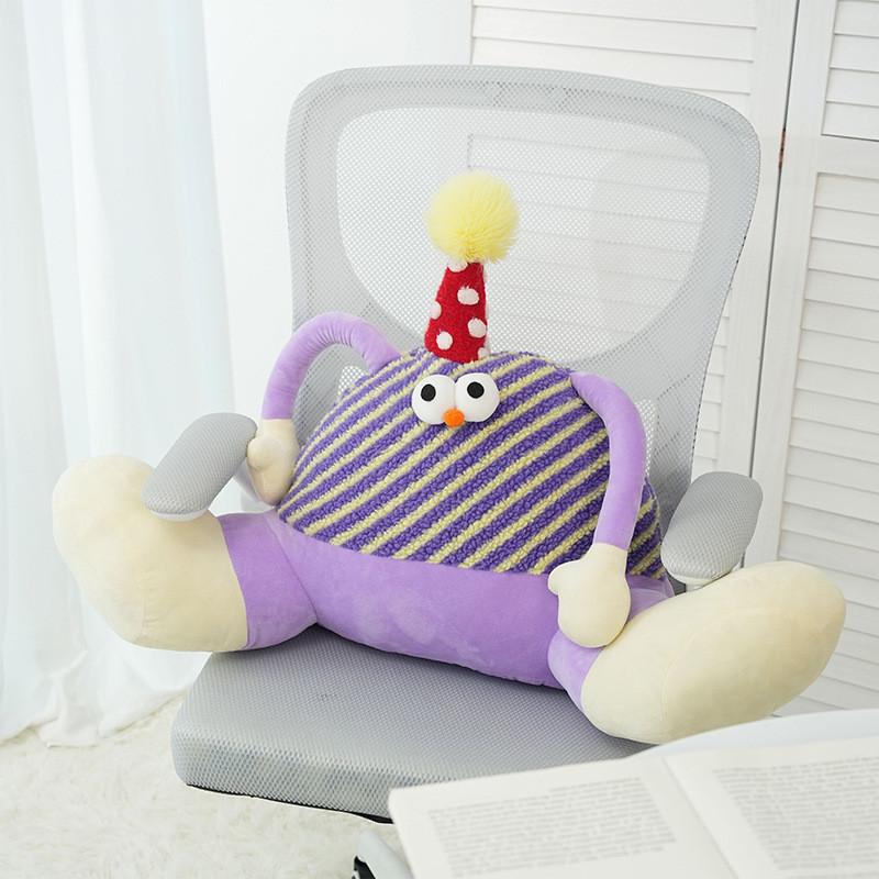 Cartoon Monster Plush Cushion With Soft Sherpa Cover For Lounge And Bed Decor