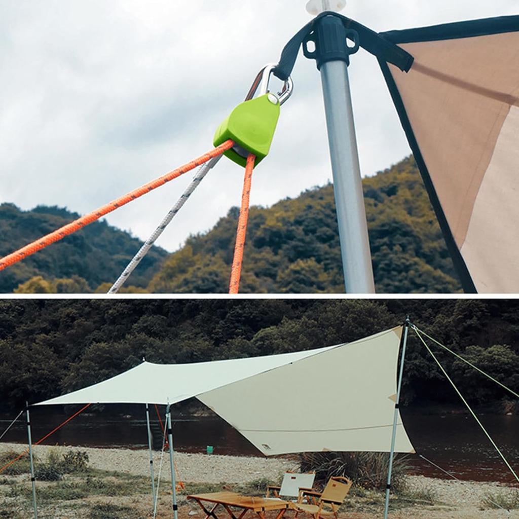 Set of 4 Tent Tarp Extension 4m Tarp Extension Guy Setting Connection Tape for Tarp Infinitely 200kg Load Nylon Camping Rope with Carabiner Ropes,