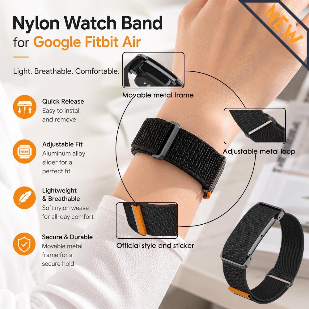Nylon Elastic Strap Google Fitbit Air Straps Fitness Tracker Replacement Bands Adjustable for Google Fitbit Air Bands