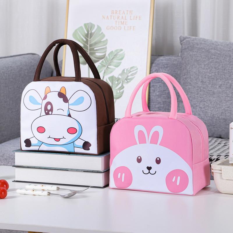 New Children's Lunch Box Bag Cationic Lunch Box Bag Cartoon Cute Lunch Box Insulated Bag with Rice Bag