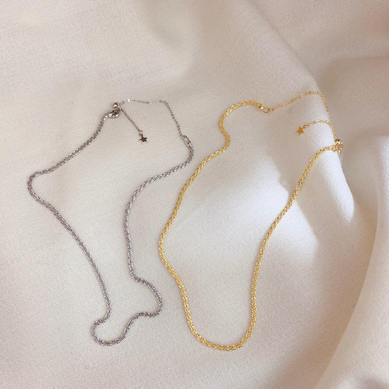 Korean Real Gold-Plated Versatile Clavicle Chain Necklace for Women