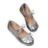 Fashion Silver Bowknot Decor Ballet Flats for Women Spring Summer Comfort Slip On Flat Shoes Woman Lightweight Soft Sole Mary Jane Shoes