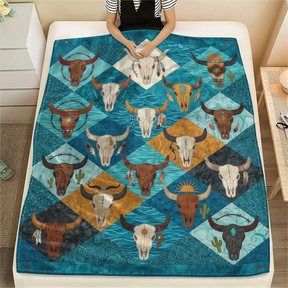 1Pc Cultural Puzzle Print Flannel Blanket High Quality Warm Comfortable Cover for All Seasons Perfect for Gifts Home Decor