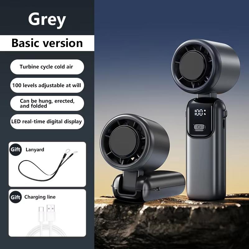 New Ice Cooling Handheld Fan 100 Speeds Turbo Portable USB Desk Fan Foldable/Hangable for Outdoor Fast Chill Ice Compress