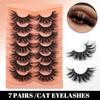 7 Pairs Of Imitation Mink False Eyelashes, Thick Exaggerated Curled Simulated Eyelashes