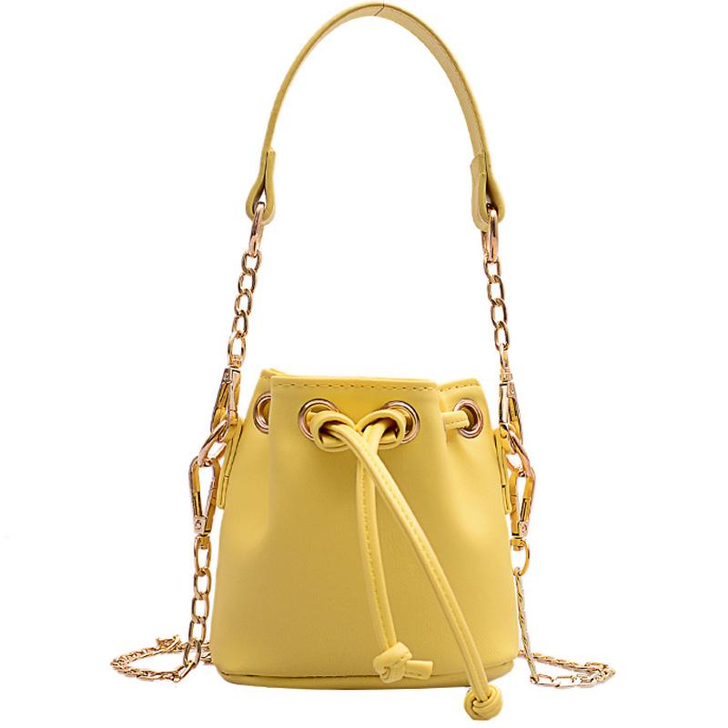 Mini Bucket Bag New Summer Women's Drawstring Closed Chain Exquisite Crossbody Bags Fashion High Street Chic Ladies Handbag