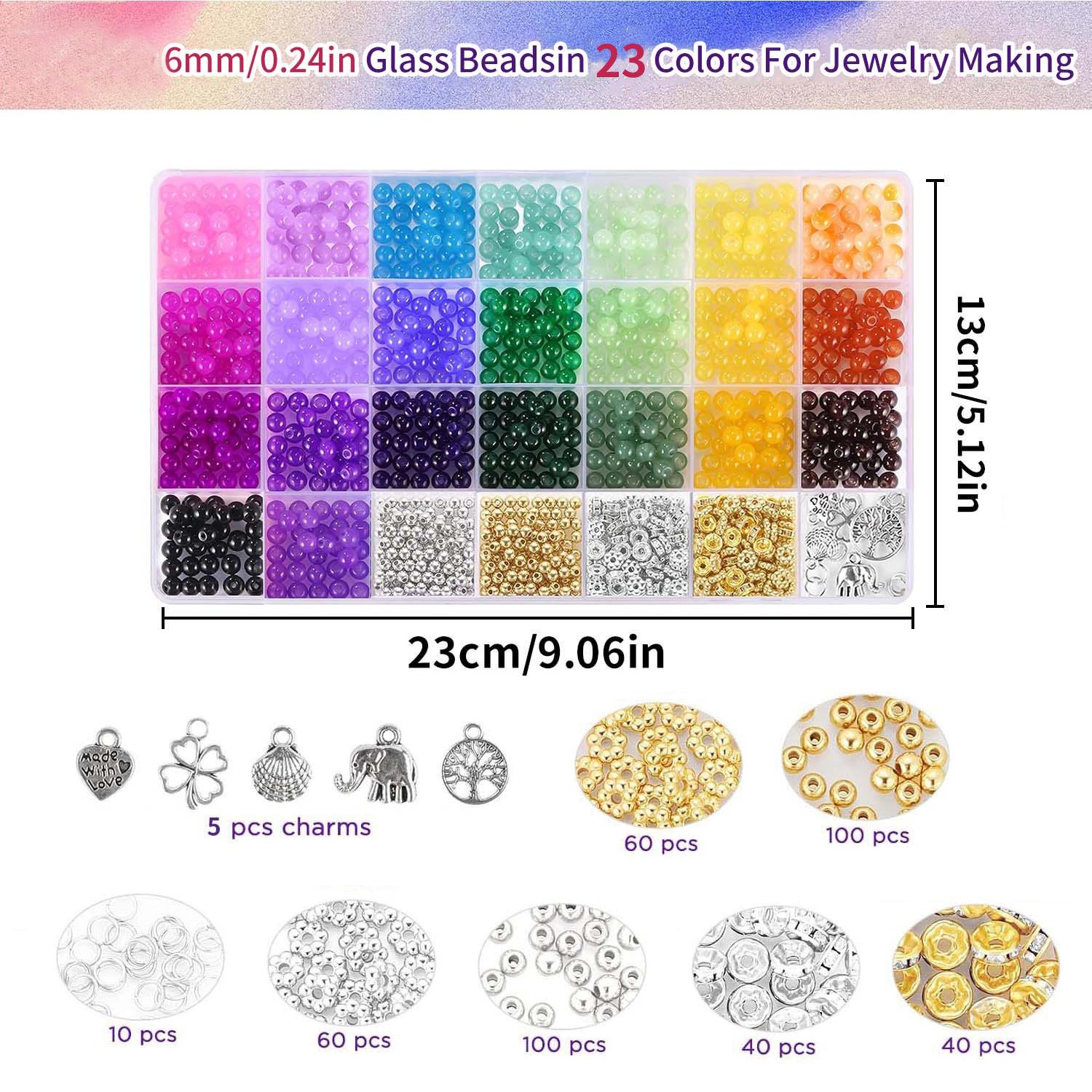 

1105Piecess 6mm Round Glass Beads For Jewelry Making 23 Colors Crystal Beads For Bracelets Jewelry Making And DIY Crafts