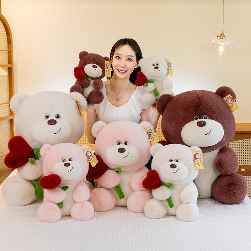 Large Rose Teddy Bear Plush Toy Girl Birthday Gift LOVE Big Bear Doll Holding Sleeping Doll On Bed