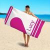 Personalized Striped Beach Towel Custom Name/Logo Oversized Microfiber Towel Summer Party Gift for Beach Swimming Bath Sports