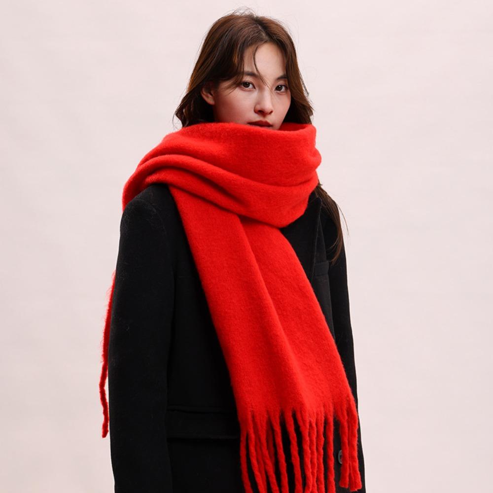 Mohair Winter Wool Scarf Plush Long Shawl Elegant Winter Cashmere Scarves  Girl
