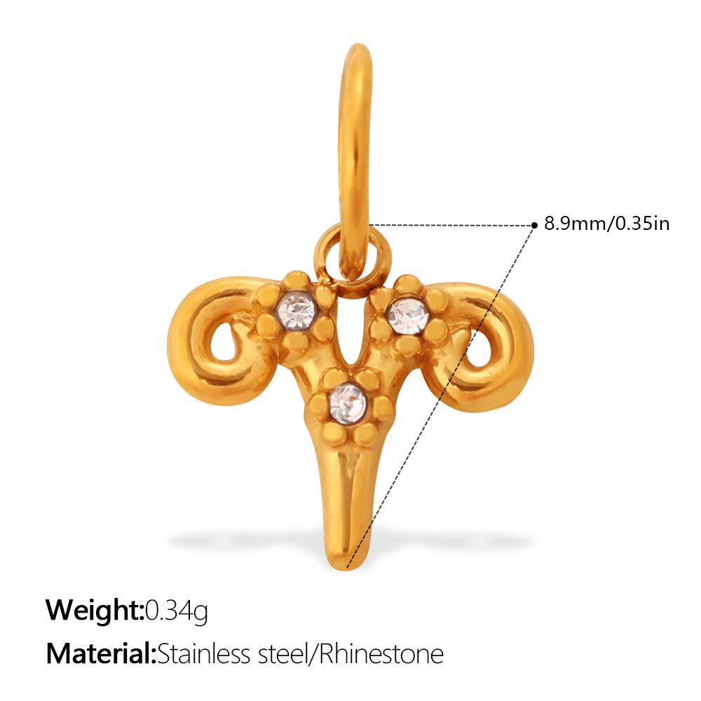 European & American Art-Style Rhinestone Geometric Pendant with Twelve Constellations Design