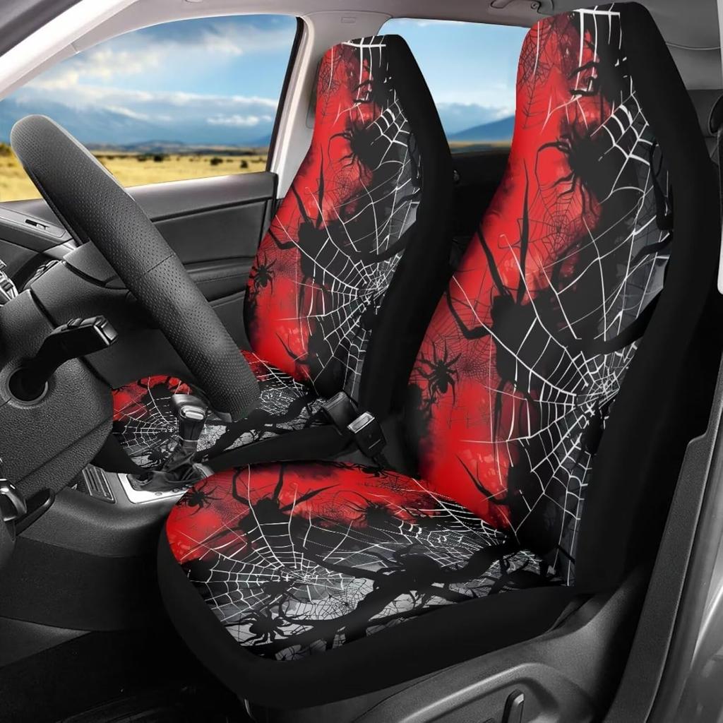 Generic Car Seat Cover Set Car Accessories Car Seat Covers for Car Front Seat Cover,Gothic Spiders and Webs Car Seat Protector, Large