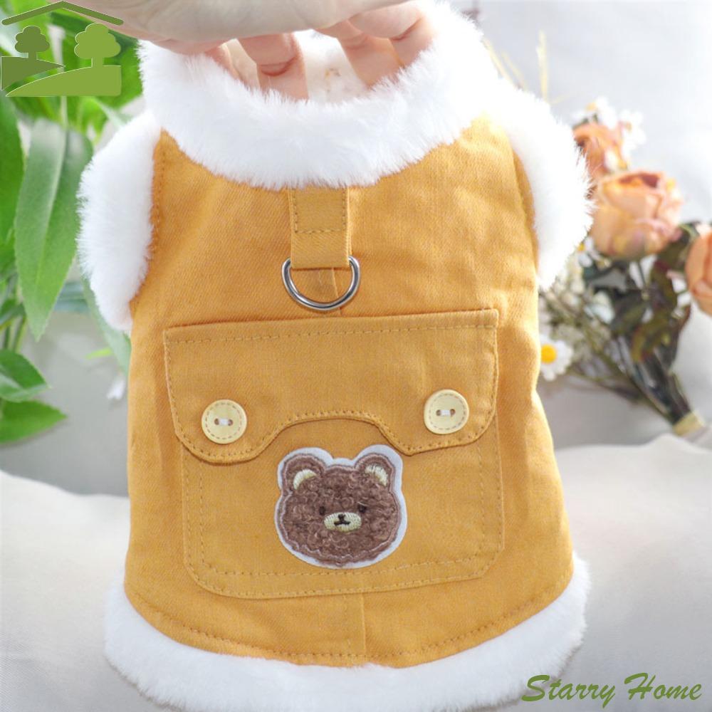 Fournitures pour animaux de compagnie Ours Doux Motif Vêtements pour Chien Confortable Élégant Manteau en Coton pour Animal de Compagnie Peut Tirer Chaud Gilets Chauds pour Animaux Schnauzer