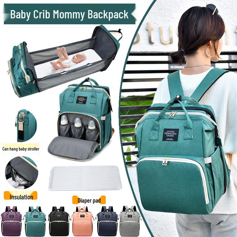 Multifunctional Diaper Backpack & Folding Baby Bed Combo - Stylish 2020 Design for Moms