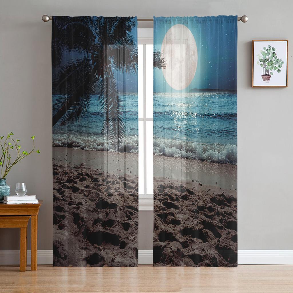 Window Openings Rocks Seaside Views White Tulle Curtains For Living Room Bedroom Space Space Children Room Kitchen Area Window Decor Sheer Voile