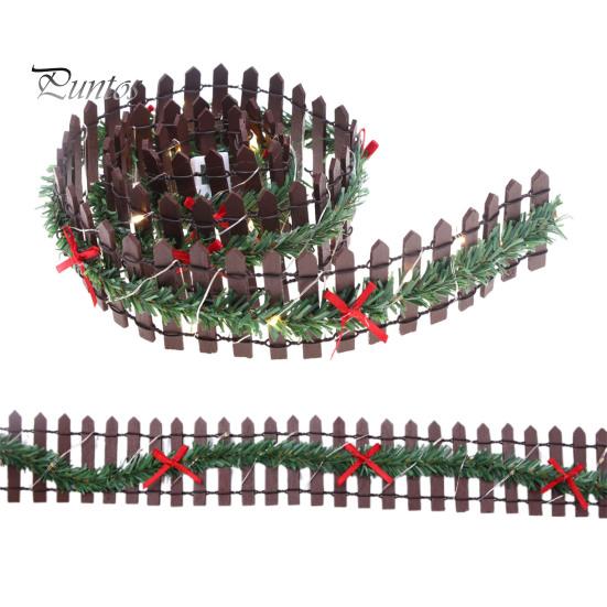 Miniatyr eventyrhagegjerde med 3 moduser LED-lys Røde sløyfer Liten kraftig tredekorasjon Mikrolandskapslayoutrekvisitter