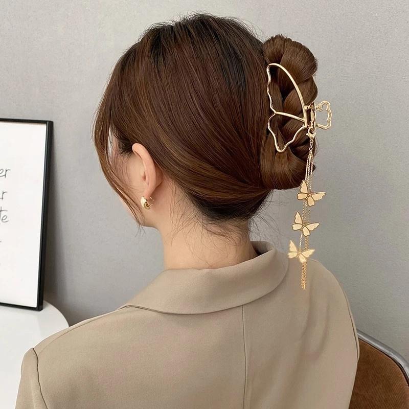 1 Pcs Fashion Metal Hollow Silver Gold Butterfly Hair Claw Bow Hair Crab Hair Accessories