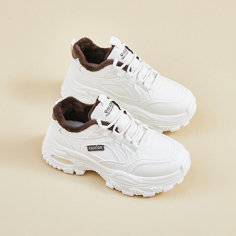 Women's Platform Shoes Winter 2026 Fashion Warm Plush Lace Up Chunky Sneakers Outdoor Walking  Warm Increase Casual Shoes
