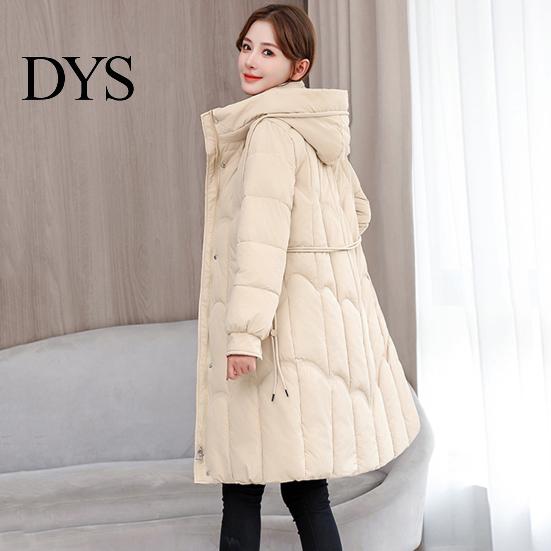 Multiple Pocket Cotton Jacket Lady Winter Down Coat Thickened Padded Hooded Pockets Zipper Closure Knee Mid-length Length Windproof Heat Retention