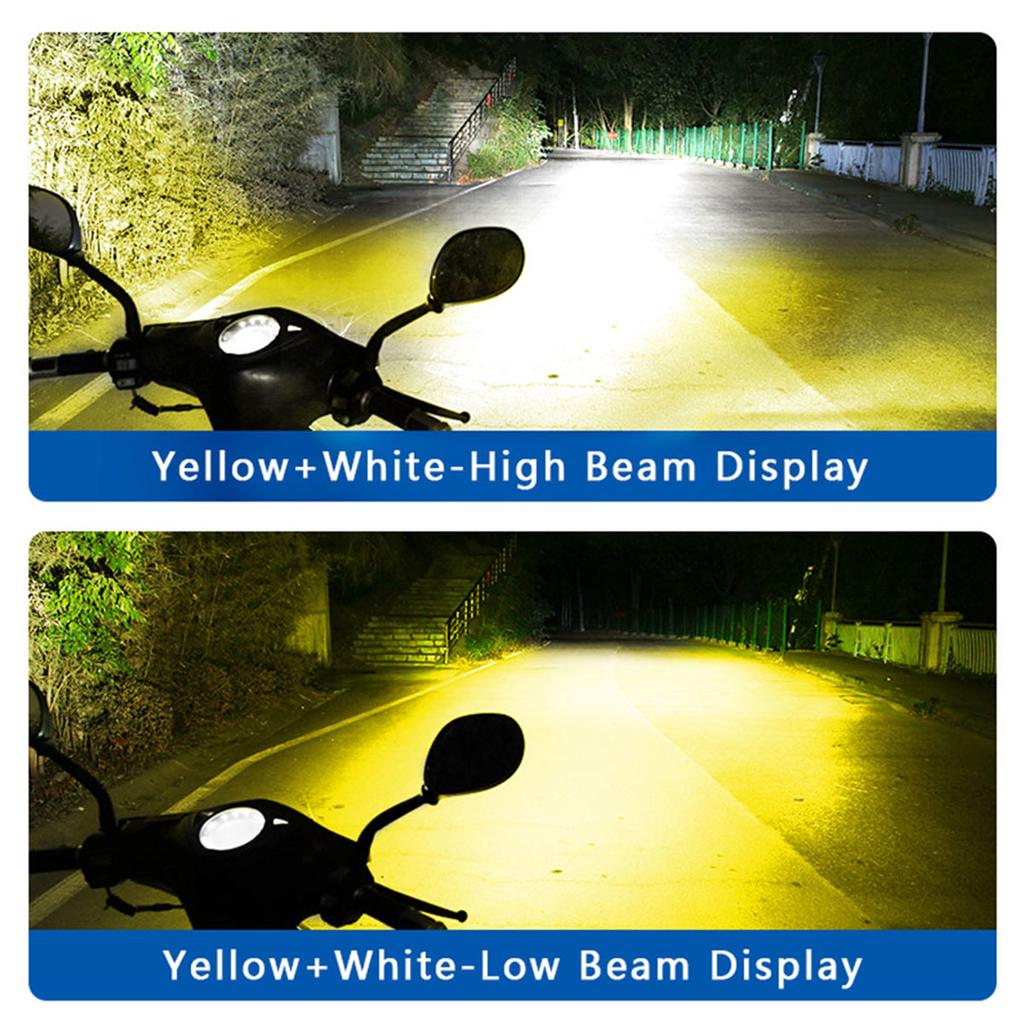 1 Peça H4 BA20D P15D Lâmpada de Farol de LED para Motocicleta Holofote 12V Luz de Cruzamento/Farol Alto Lâmpada de Nevoeiro Dupla Cor Branco Amarelo Acessório para Motos