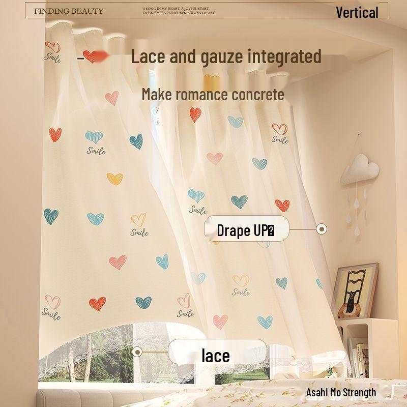 No-Punch Light-Blocking Bay Window Curtain Fabric for Bedrooms