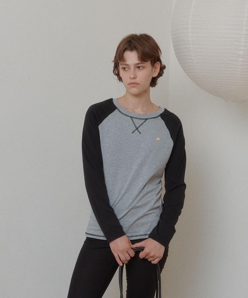 ANOETIC Anc Contrast Raglan Long Sleeve_Black&Grey