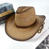 Summer new western denim straw hat European and American retro ethnic style top hat men's and women's sun protection hat sun hat