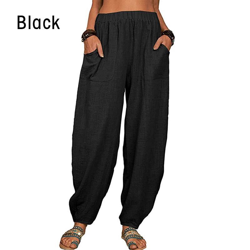 Haremshose, einfarbig, Taschen, Sommer-Temperament, locker sitzende Hose für den Strand