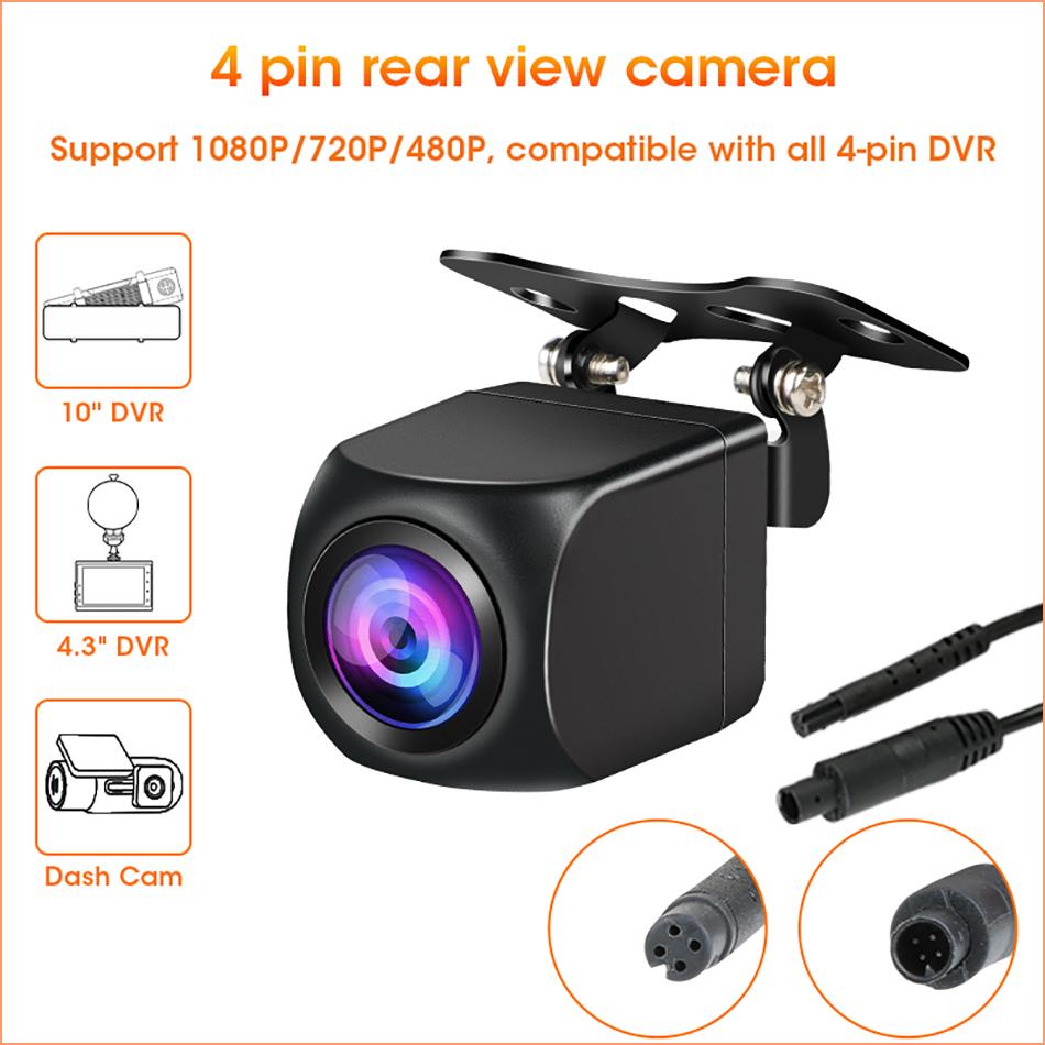 Universal 4 pin Rear View Camera For DVR IP68 Backup Camera Waterproof Night Vision 12V 1080P Reverse Camera 720P 480P 4pin Lens