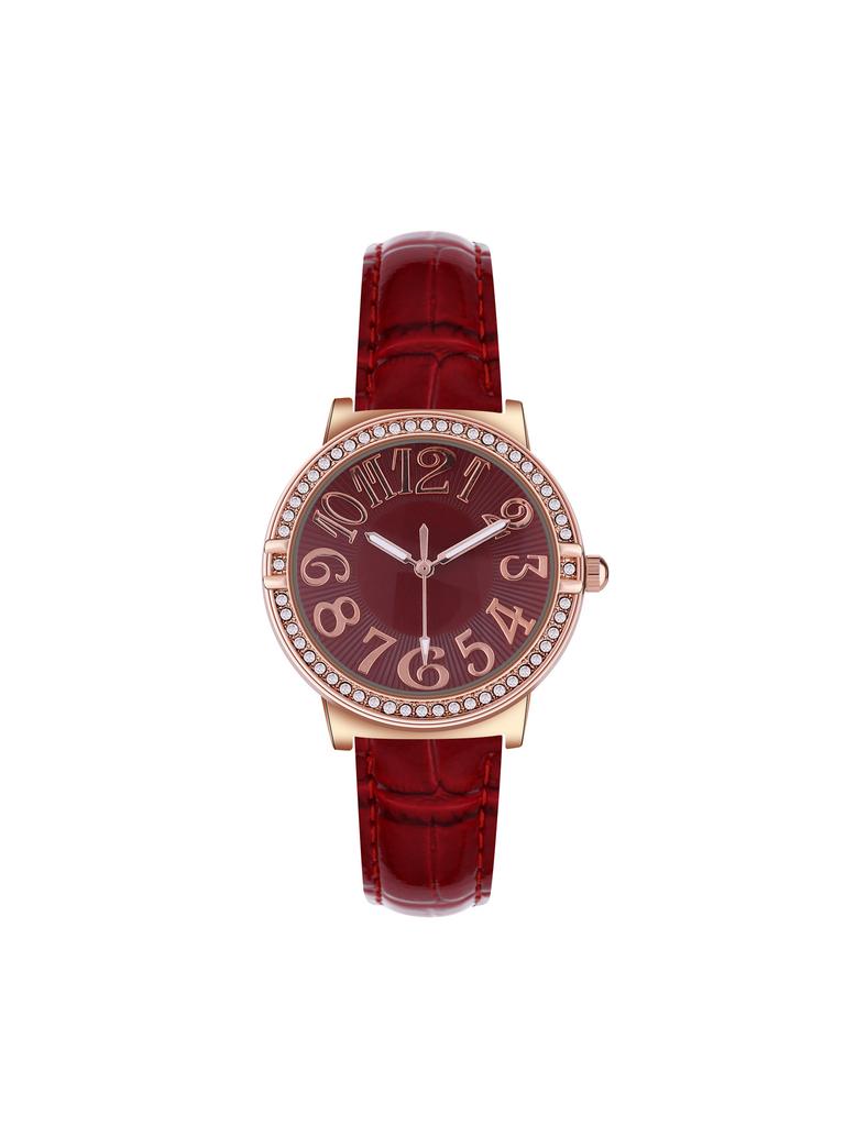 Fashion Casual Leather Light Luxury Diamond Non-Waterproof Quartz Women'S Watch