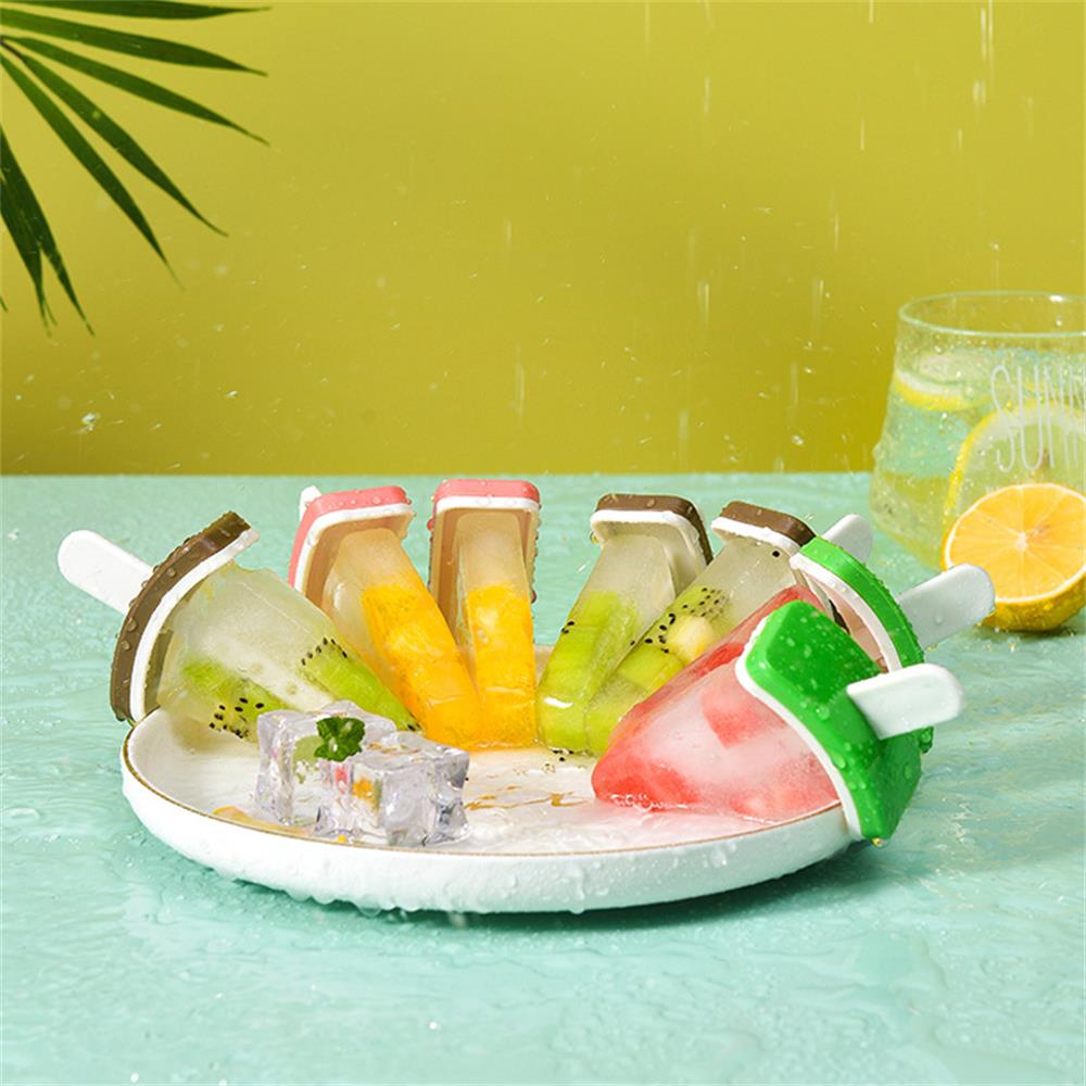 4 Stück Wassermelonen-Form Eiswürfelform, Eis am Stiel-Hersteller mit Deckel, DIY Hausgemachtes Eiscreme-Werkzeug, Auslaufsicheres Design für Gefrorene Leckereien
