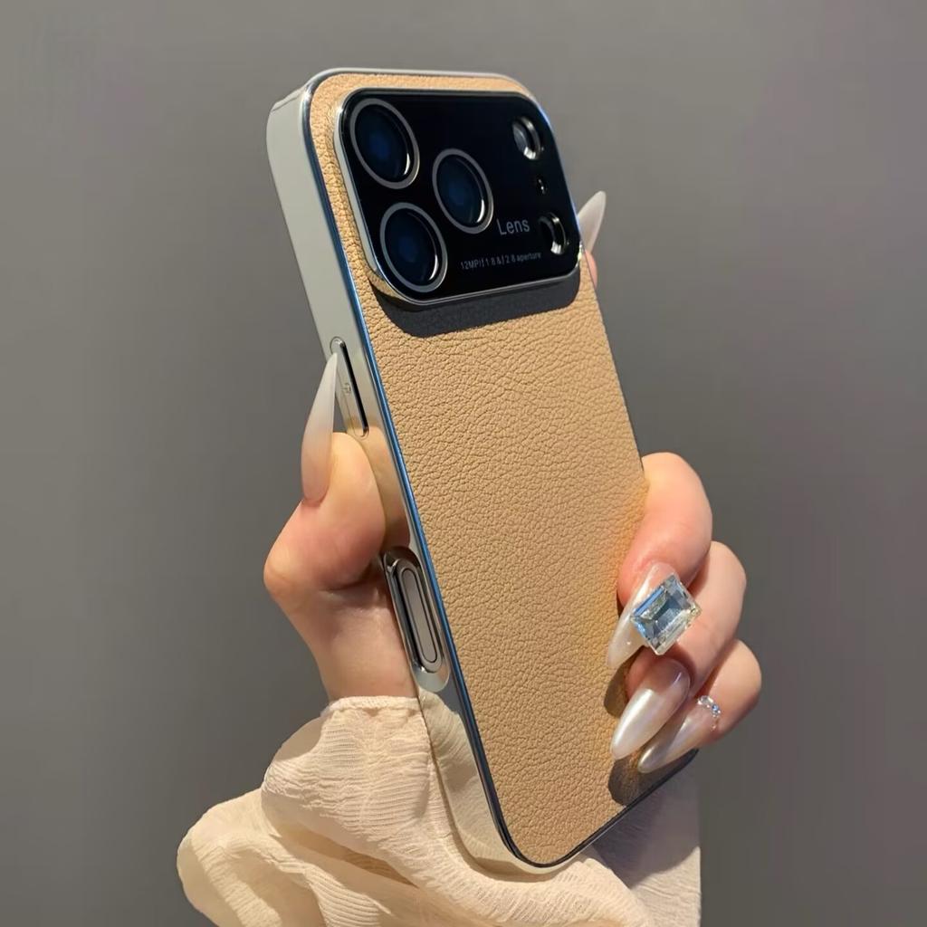 Luksusowe Wegańskie Skórzane Poszycie Odporne na Wstrząsy Etui na Telefon dla iPhone 17 Air 16 15 14 Plus 13 12 Pro Max Ochrona Soczewki Aparatu Matowa Pokrywa