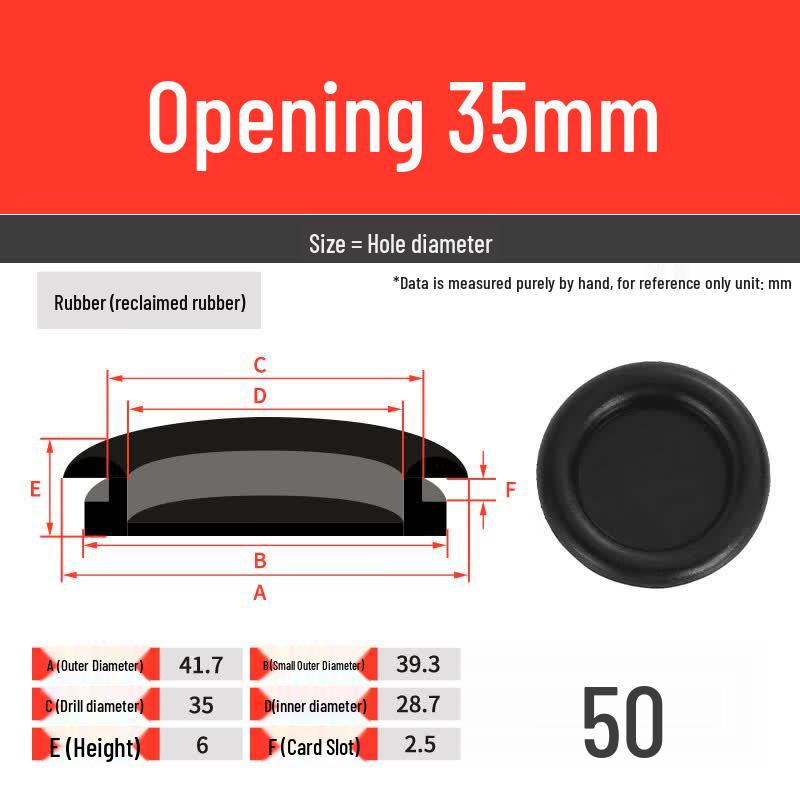 Rubber Single-Sided Wire Grommet for 35mm Hole чёрный