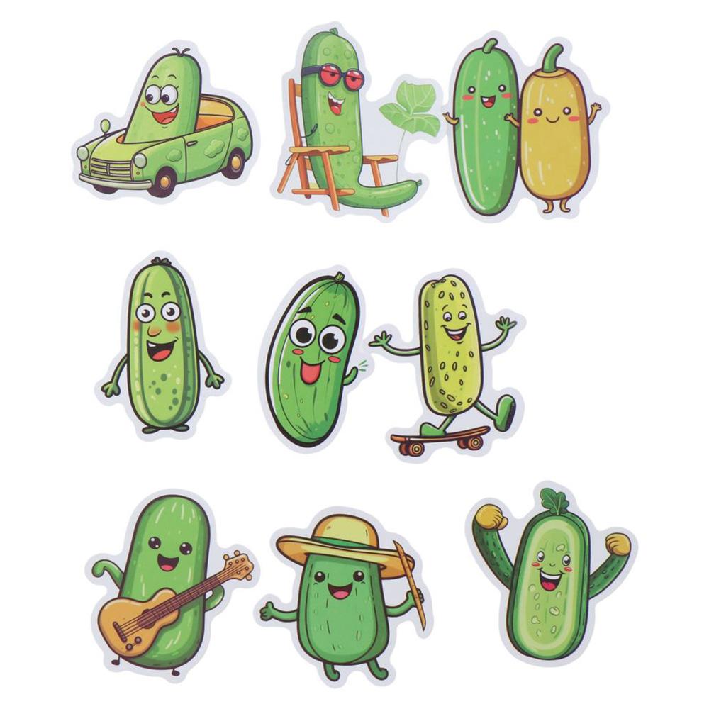 PVC Pickle Stickers Green Cute Sticker Scrapbook Stickers Vinyl Stickers  for DIY