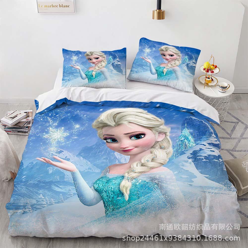 Cartoon Animation Kit 3D Digital Printing Quilt Cover Princess Bedding Three-Piece Set