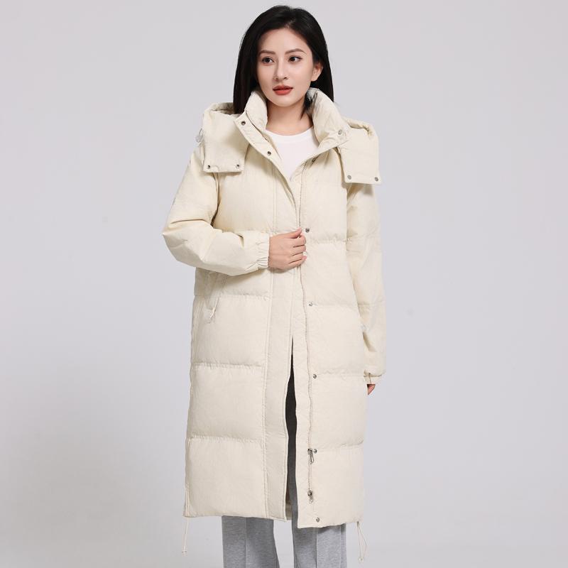 Withdrawal Northeast super thick white duck down jacket medium and long new high-end knee jacket tide