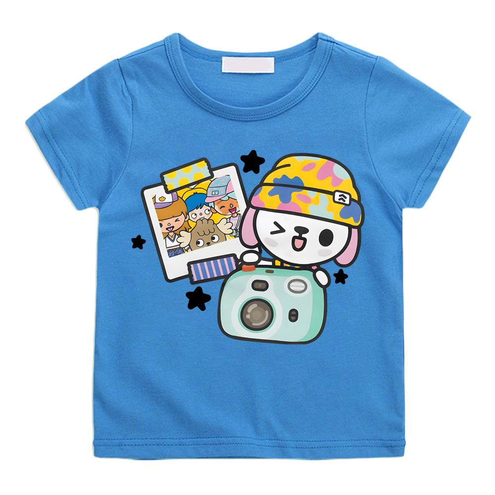 Toca Boca Merch Kawaii 100% Baumwolle T-Shirts Hohe Qualität Kurzarm Jungen Mädchen Kinder T-Shirt Freizeit Grafikdruck Camisetas Anime T-Shirt Niedlich