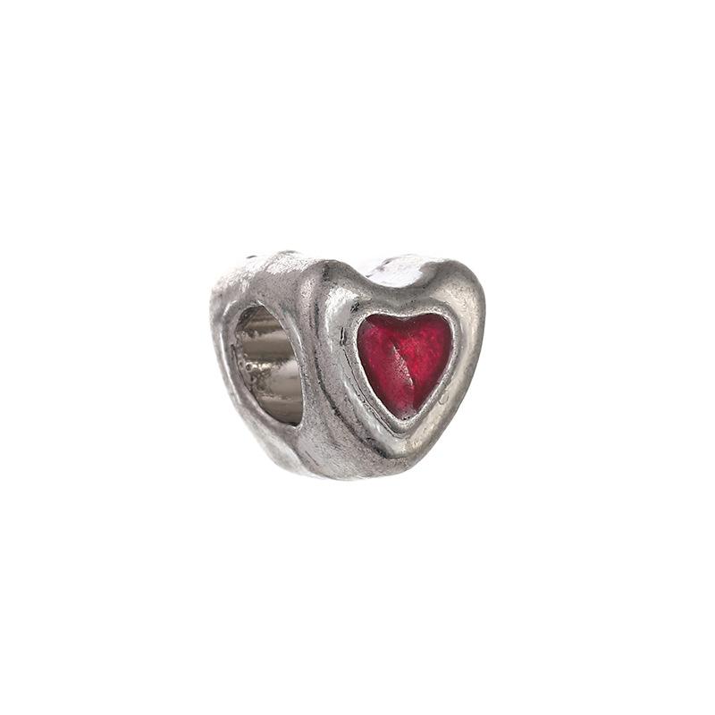 Diy Handmade Ancient Silver Tibetan Silver Jewelry Accessories, Multi-Style Pentagram Love Hole Beads, Bracelet, Alloy Bead Spacer Beads