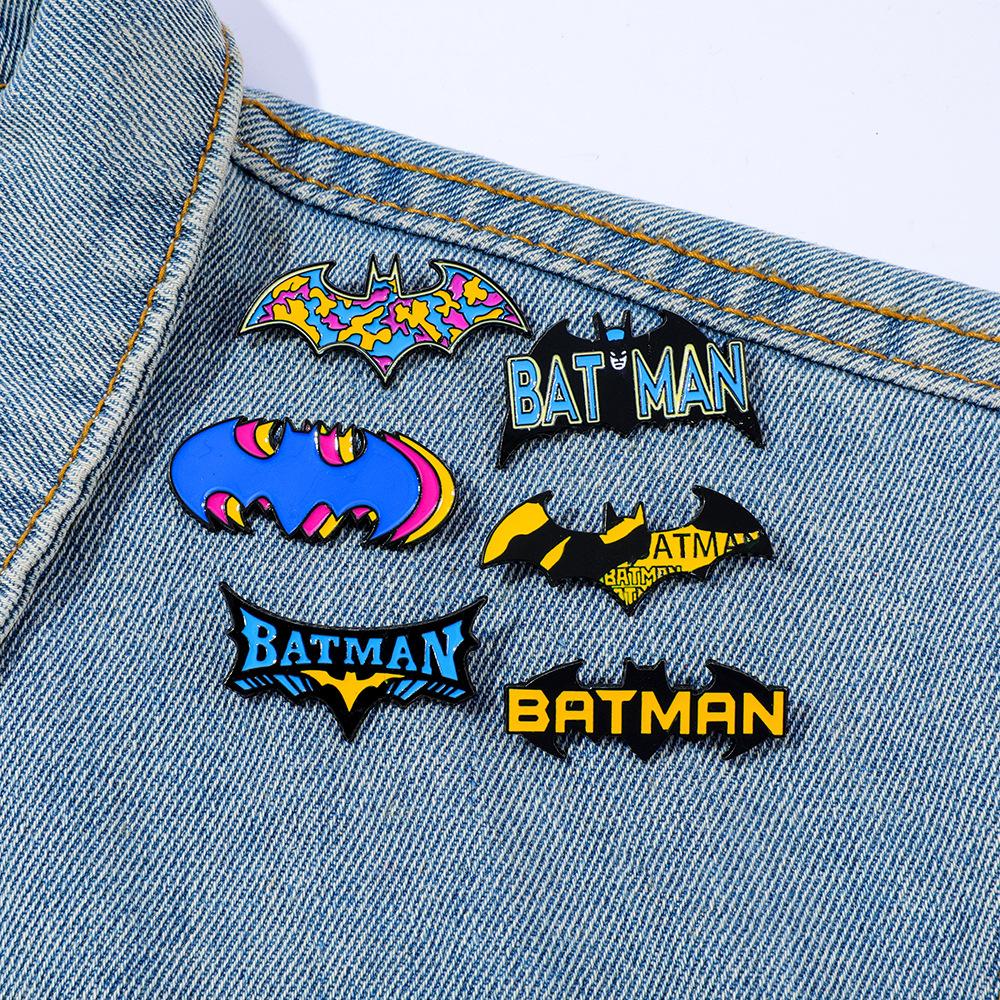 European and American Personality Creative Movie Batman Metal Badge Superhero Character Logo Alloy Brooch