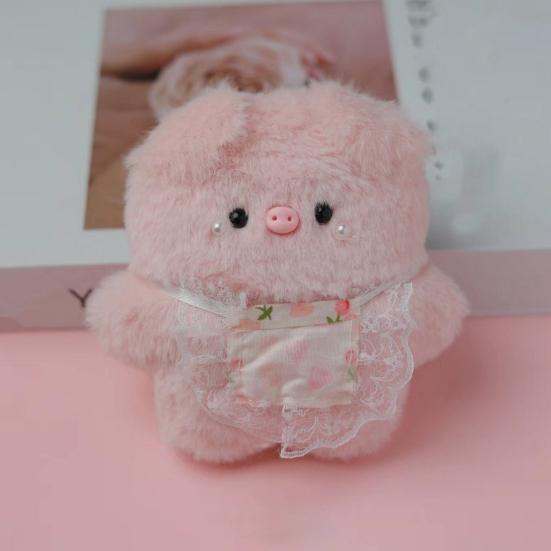 Pink Piggy Plush Doll Wear Scarf Necklace Cute Cartoon Keychain Pendant Soft Stuffed Charm Cartoon Pig Plush Toy