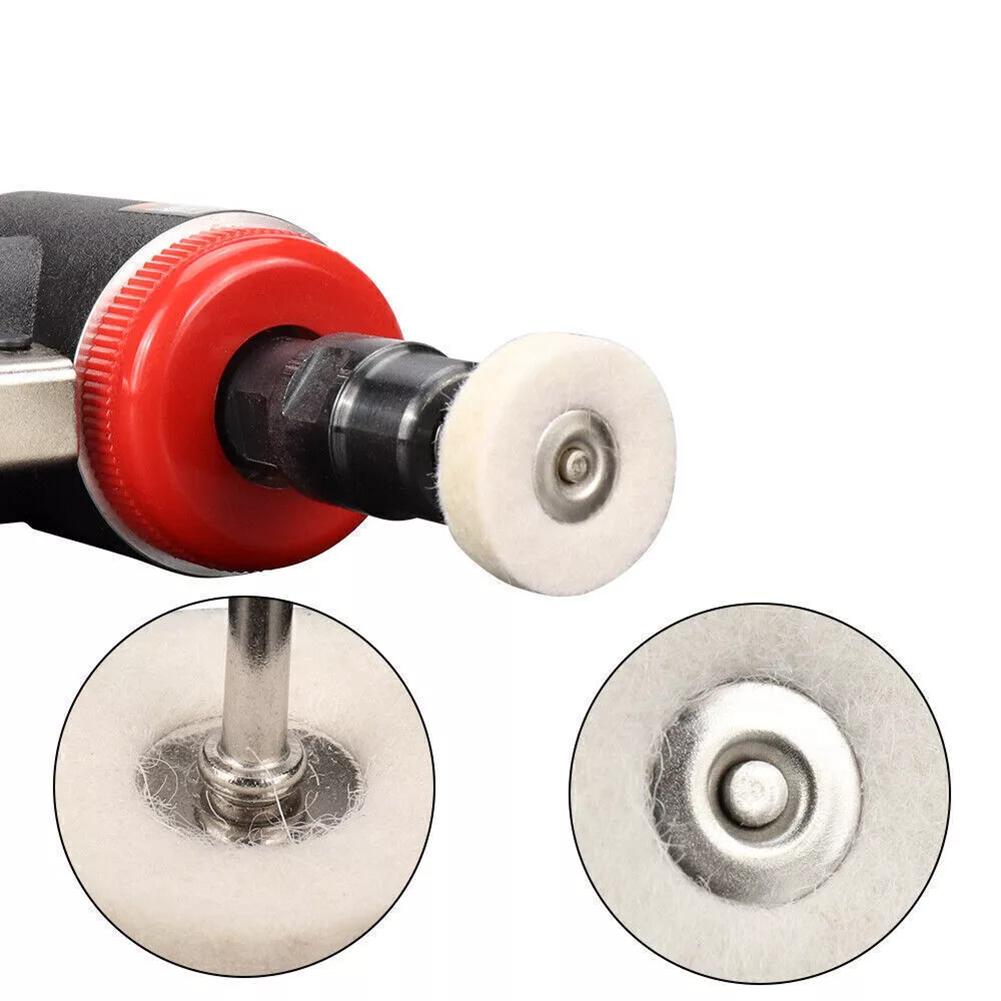 10pcs 25mm Wool Felt Polishing Wheels with Buffer Pad for Electric Grinder, Mini Polishing Kit for Metal, Rust, Oxide Removal