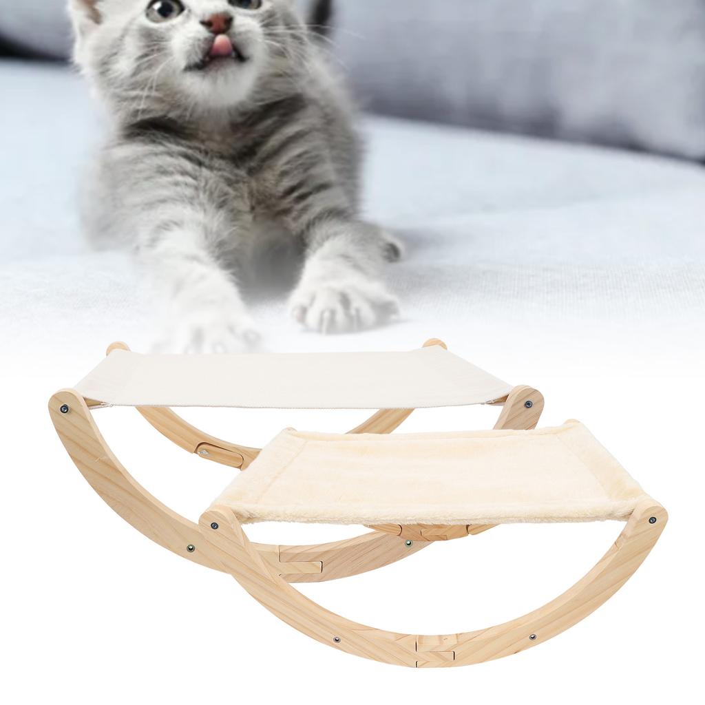 Wooden Cat Hammock Foldable Antislip Easy To Assemble Elevated Pet Hammock Bed Furniture for Indoor